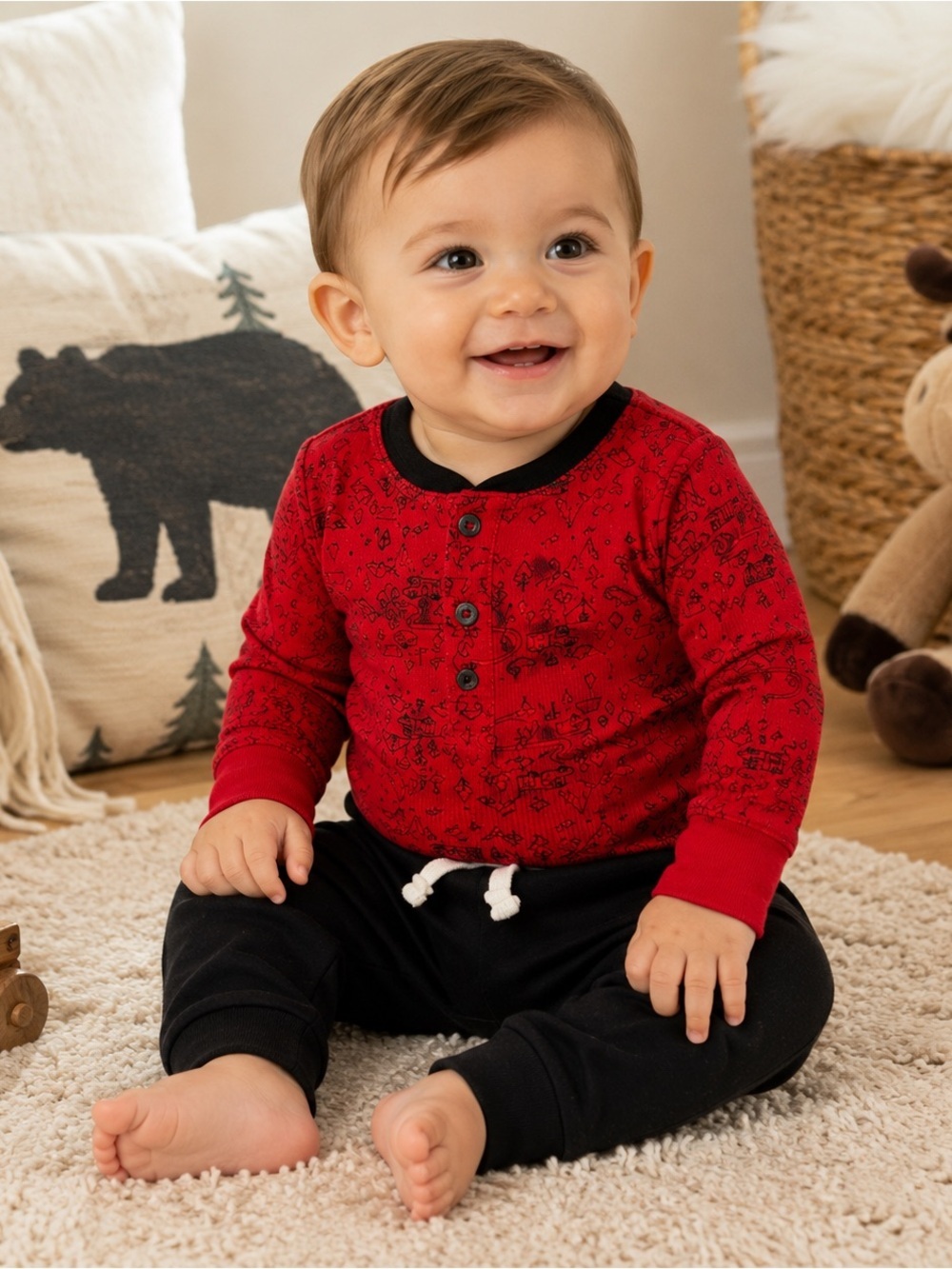 Carter’s Red & Black Long Sleeve Bodysuit & Pants Set 12M NWT